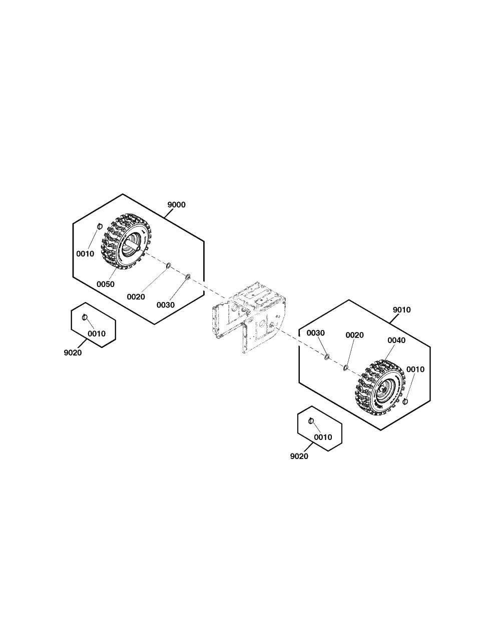 Wheels And Tires Group Diagram and Parts List for S1224 (1697355-01)(2020) Briggs and Stratton Snow Blower